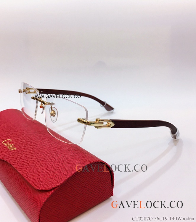 Première de Cartier ct0287o Eyewear Wooden-leg Rimless Eyeglasses